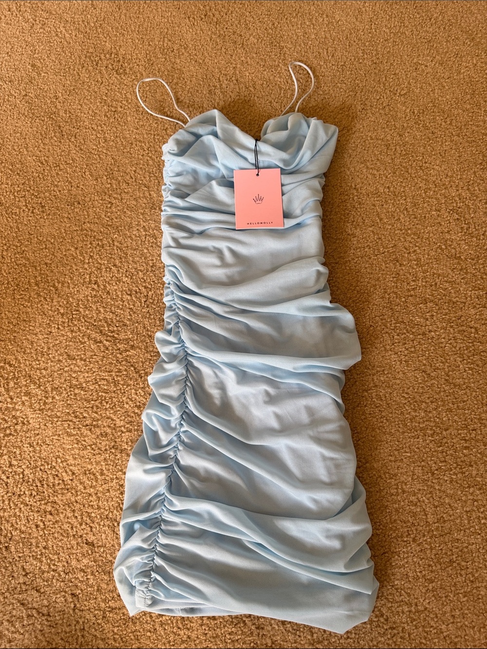 Hello Molly Baby Blue Ruched Mini Dress